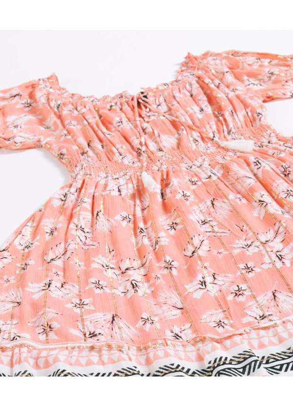 Sob - Vestido Longo com Mangas em Algodão com Lurex Rosa Sob Rosa 6