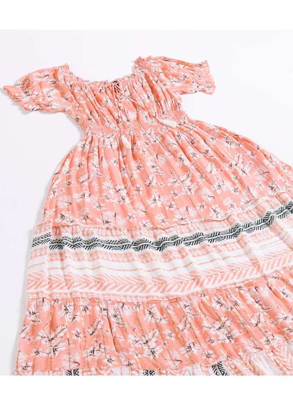 Sob - Vestido Longo com Mangas em Algodão com Lurex Rosa Sob Rosa 7