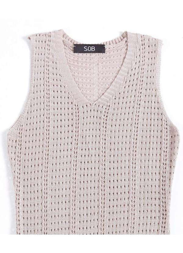 Sob - Vestido Longo de Crochê com Forro Marrom 6