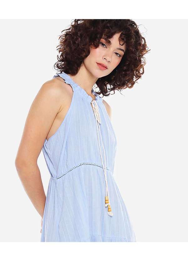 Sob - Vestido Longo de Laise de Algodão  Saia 3 Marias Azul 3