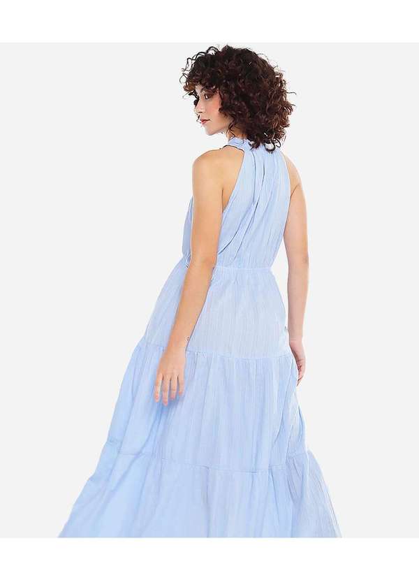 Sob - Vestido Longo de Laise de Algodão  Saia 3 Marias Azul 5