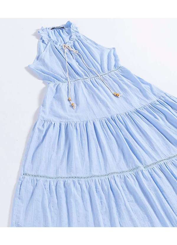 Sob - Vestido Longo de Laise de Algodão  Saia 3 Marias Azul 6