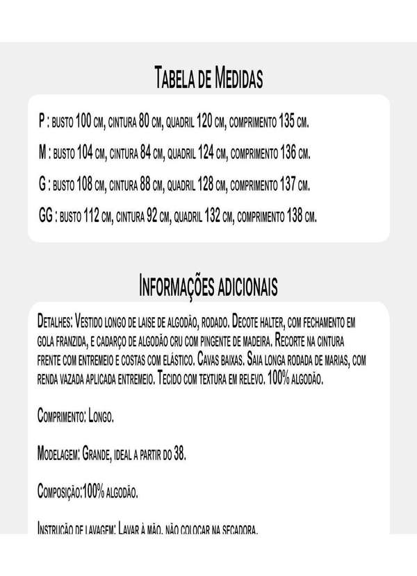 Sob - Vestido Longo de Laise de Algodão  Saia 3 Marias Azul 8