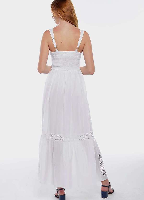 Sob - Vestido Longo de Laise em Algodão Saia Bordada - Branco 5