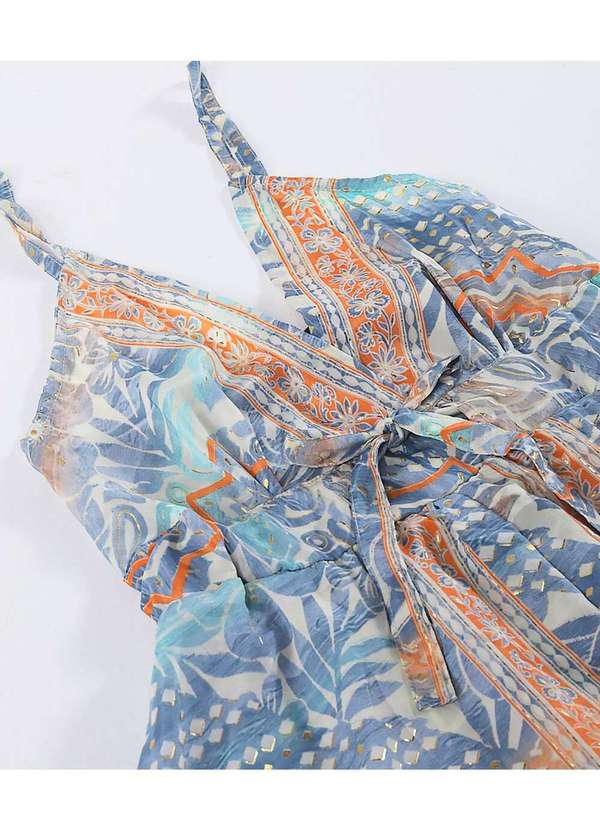 Sob - Vestido Longo Estampado Rodado Azul Claro Sob - Azul 6