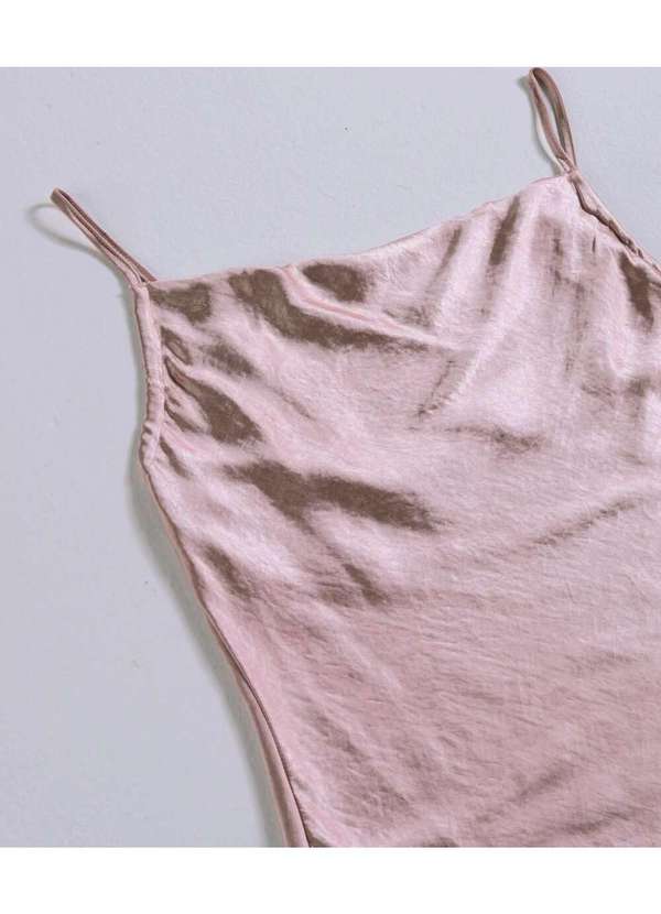 Sob - Vestido Midi Cetim Toque de Seda Decote Degagê Rosa 7