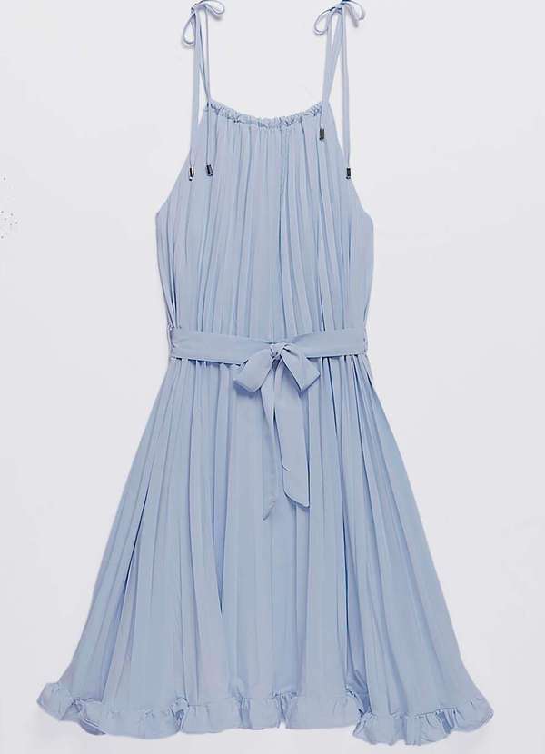 Sob - Vestido Midi de Festa Plissado - Azul