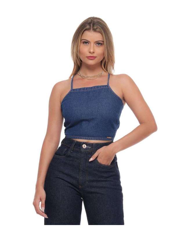 Cropped Jeans Blusa Jeans Feminina De Amarrar Cropped Jeans Regata