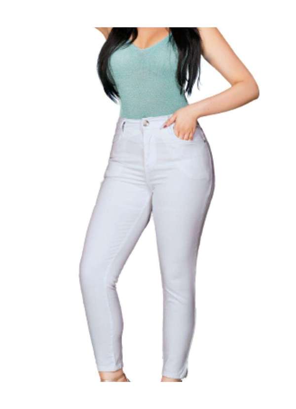 Calça Capri Jeans Lycra Branca Branco Razon Jeans - Main Image