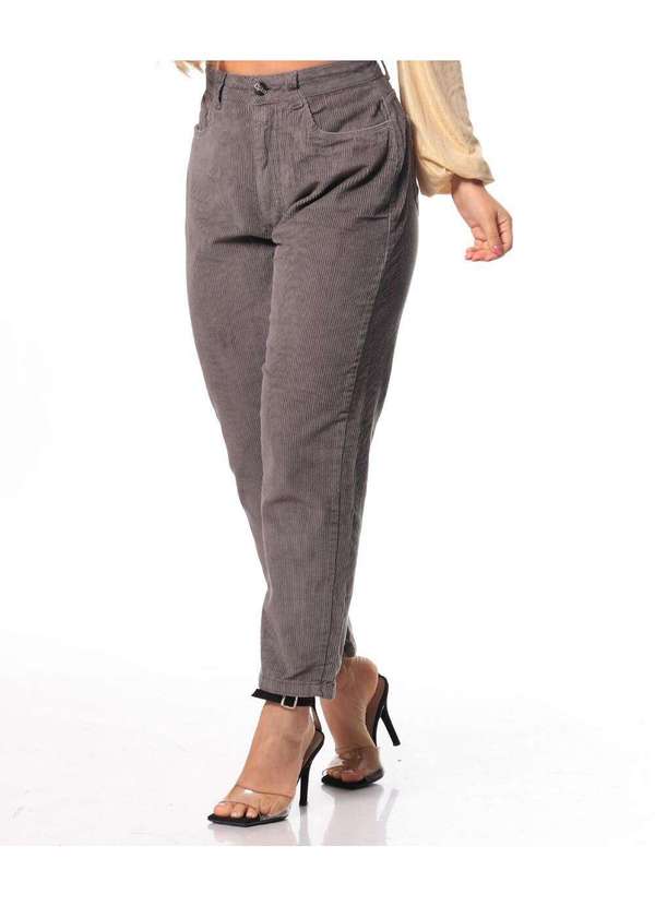 Razon Jeans - Calça Feminina Sarja Cinza Mom Basica - Cinza