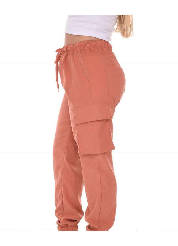 Razon Jeans - Calça Feminina Sarja Jogger Cargo Razon Jeans - Terracota 2