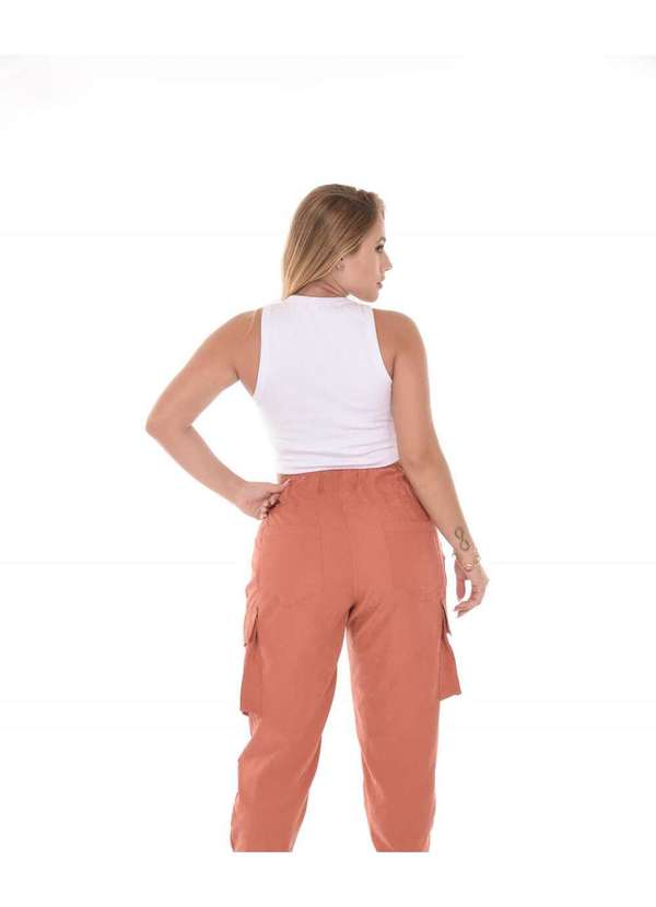 Razon Jeans - Calça Feminina Sarja Jogger Cargo Razon Jeans - Terracota 5