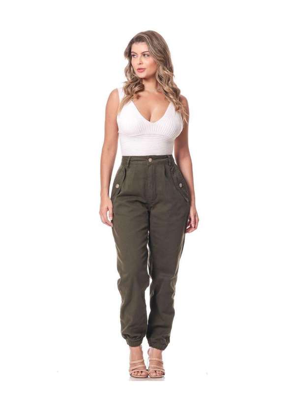 Razon Jeans - Calça Feminina Sarja Jogger Razon Jeans - Verde