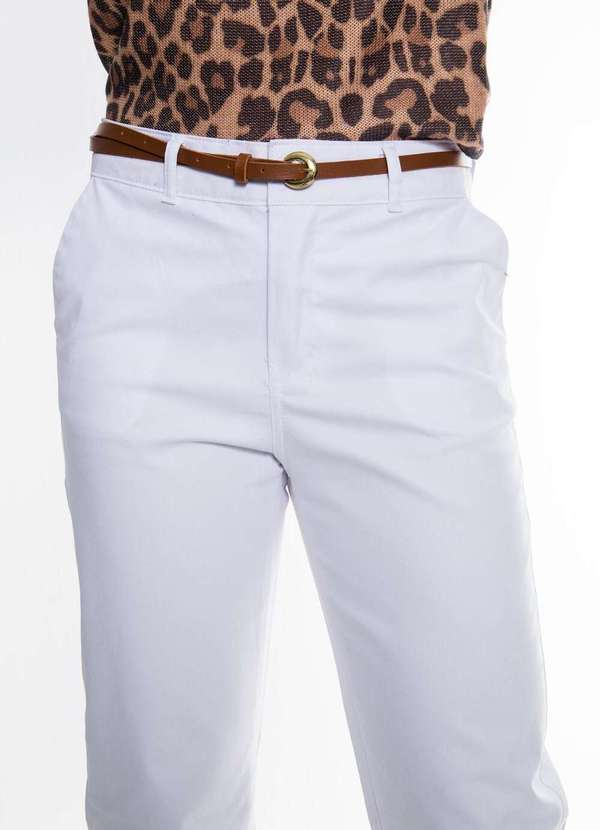 Razon Jeans - Calça Feminina Sarja Lycra Alfaiataria Branco - Branco 2