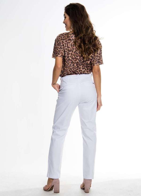 Razon Jeans - Calça Feminina Sarja Lycra Alfaiataria Branco - Branco 4