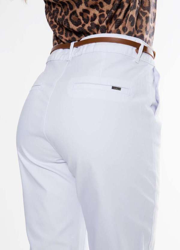 Razon Jeans - Calça Feminina Sarja Lycra Alfaiataria Branco - Branco 5