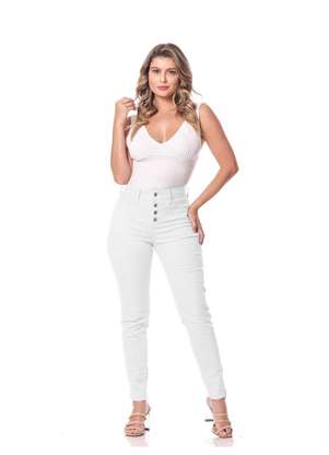 Calça Feminina Sarja Lycra Skinny Branco Branco Razon Jeans