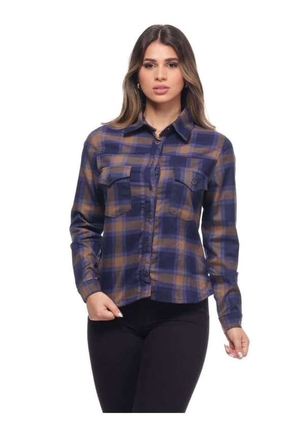 Razon Jeans - Camisa Feminina Sarja Xadrez Azul Razon Jeans - Azul 2