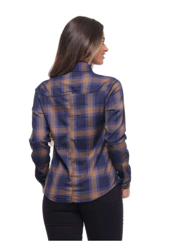 Razon Jeans - Camisa Feminina Sarja Xadrez Azul Razon Jeans - Azul 5
