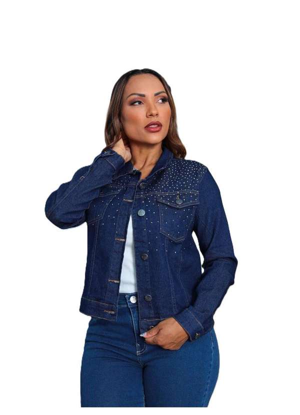 Razon Jeans - Jaqueta Feminina Jeans com Aplicação - Azul