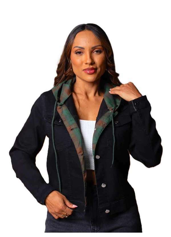 Razon Jeans - Jaqueta Feminina Jeans com Bolso e Capuz L1/2 - Jeans