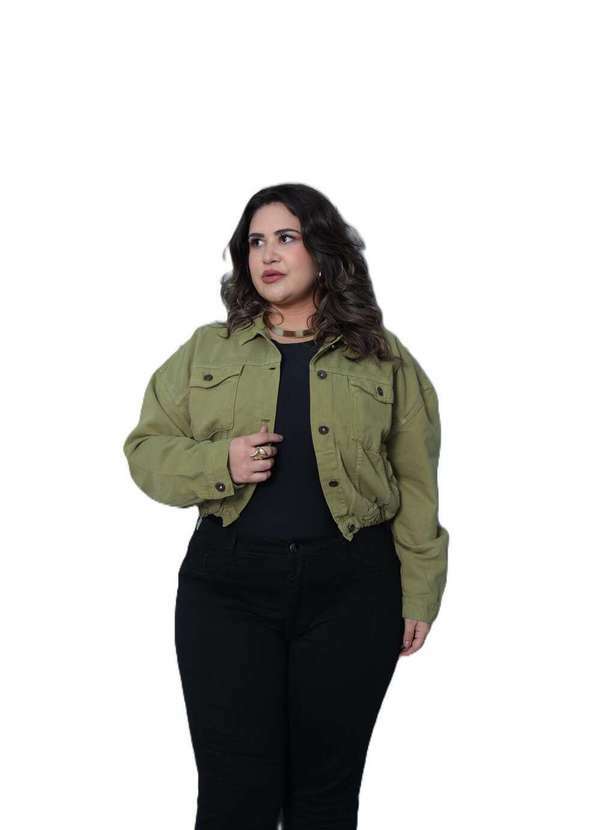 Razon Jeans - Jaqueta Feminina Sarja Lycra Verde Midi - Verde