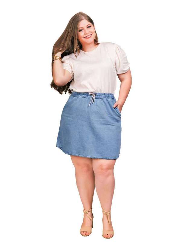 Razon Jeans - Saia Feminina Jeans Evase Plus - Jeans