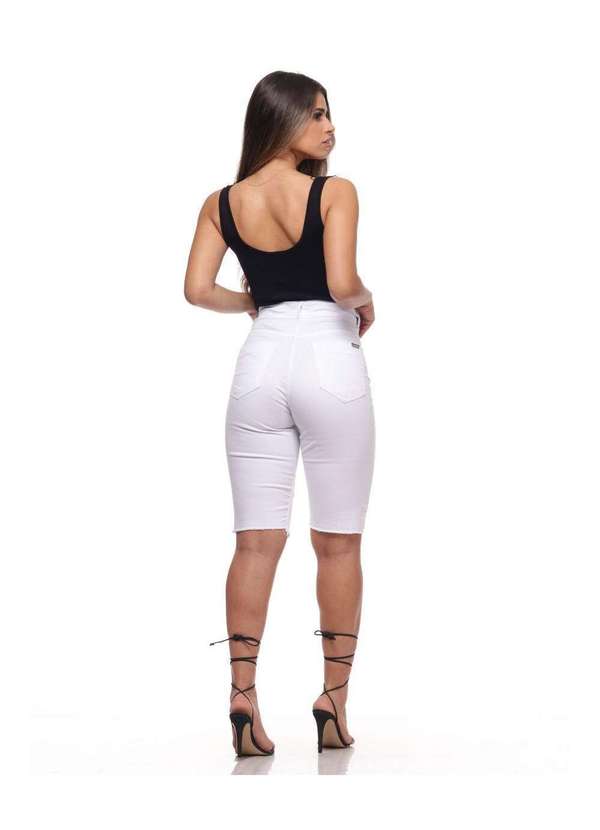 Razon Jeans - Bermuda Feminina Sarja Lycra Biker Branco - Branco