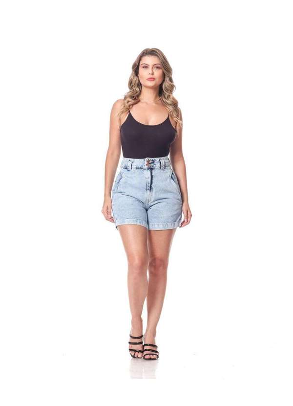 Razon Jeans Shorts Feminino Jeans Mom Cos Largo Hiper Destroyed Unica