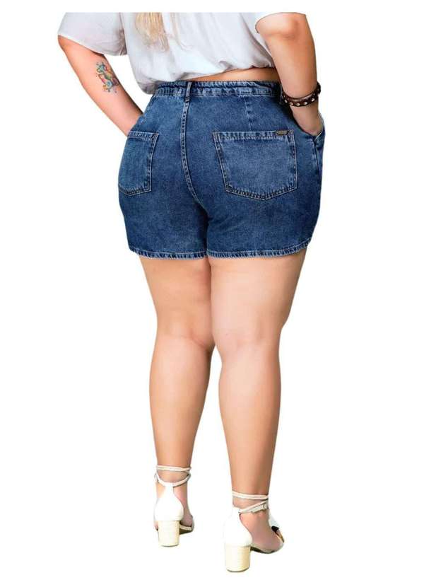 Razon Jeans - Shorts Feminino Jeans Plus Baggy Azul