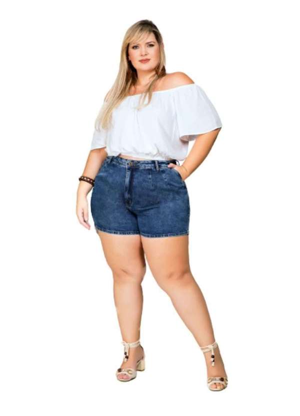 Razon Jeans - Shorts Feminino Jeans Plus Baggy Azul 2