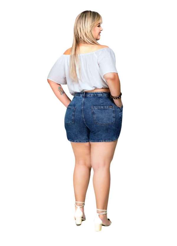 Razon Jeans - Shorts Feminino Jeans Plus Baggy Azul 3