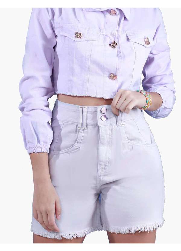 Razon Jeans - Shorts Feminino Sarja Baggy Lilas - Unica