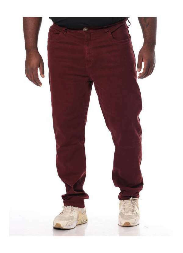 Razon Jeans - Calça Masculina Sarja com Elastano Plus Skinny Razon Jeans - Marsala