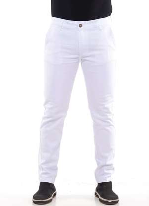 Razon Jeans Calça Masculina Sarja Lycra Branco Chino Branco