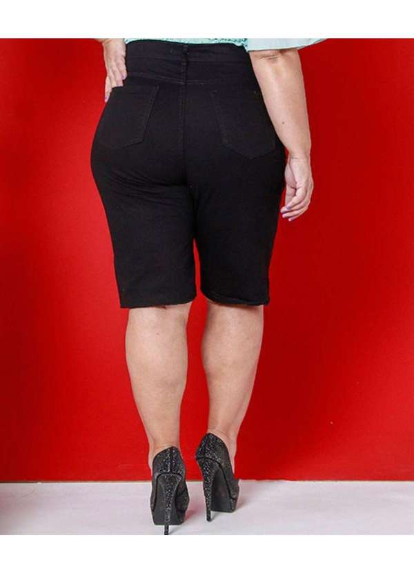 Razon Jeans - Bermuda Biker Feminina Sarja com Elastano Plus Razon Jeans - Preto 2