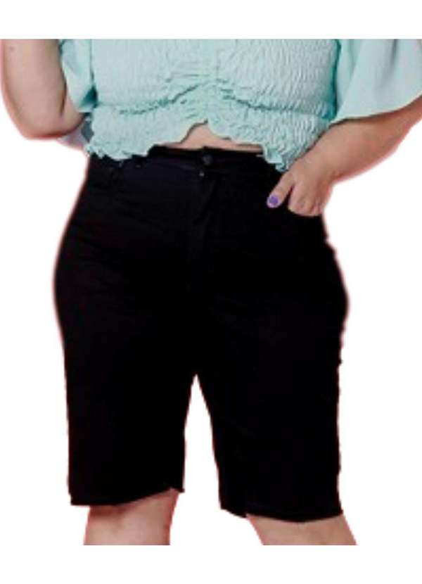 Razon Jeans - Bermuda Biker Feminina Sarja com Elastano Plus Razon Jeans - Preto 5