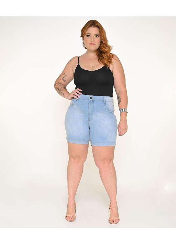 Razon Jeans - Bermuda Feminina Jeans Plus 1/2 Coxa - Jeans Claro