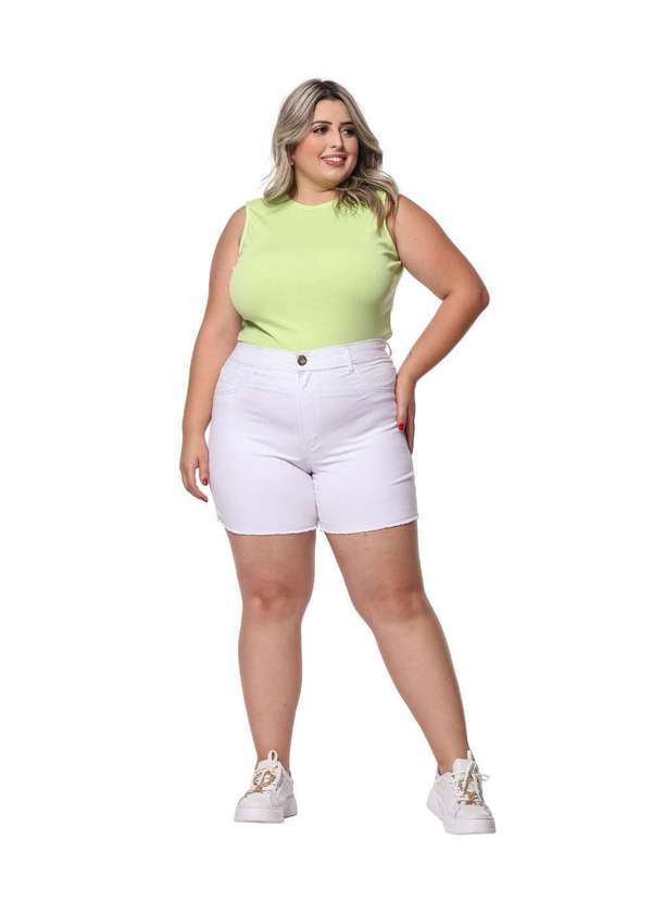 Razon Jeans - Bermuda Feminina Sarja Plus Woman Razon Jeans - Branco