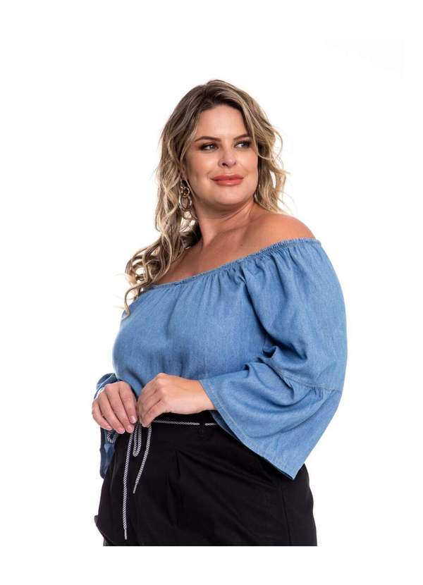 Razon Jeans - Camisa Blusa Ciganinha Feminina Jeans Plus - Jeans 2