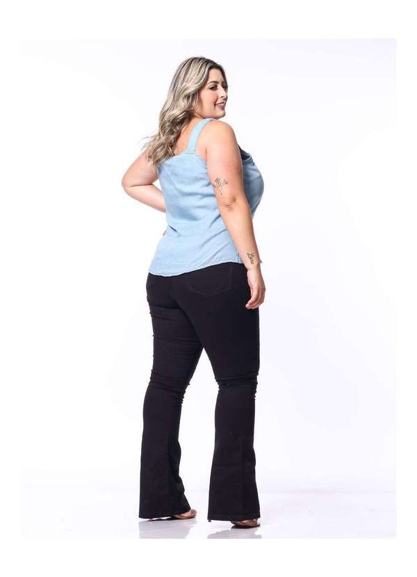 Razon Jeans - Camisa Regata Blusa Feminina Jeans Plus Razon Jeans - Jeans Claro 2