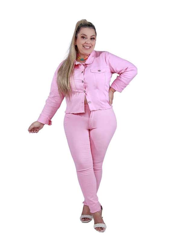 Razon Jeans - Calça Cigarrete Feminina Sarja com Elastano Plus - Rosa