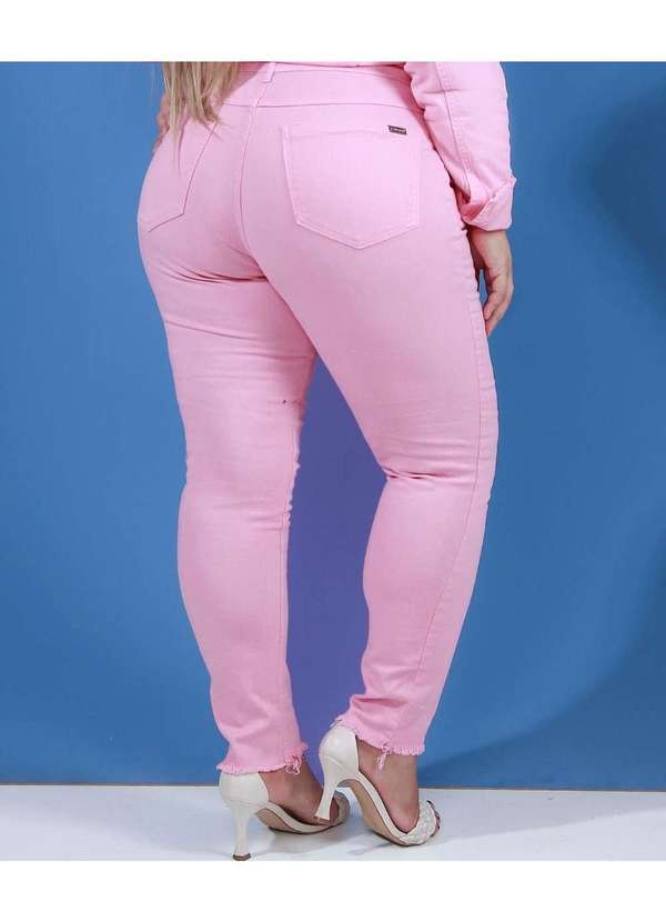Razon Jeans - Calça Cigarrete Feminina Sarja com Elastano Plus - Rosa 4