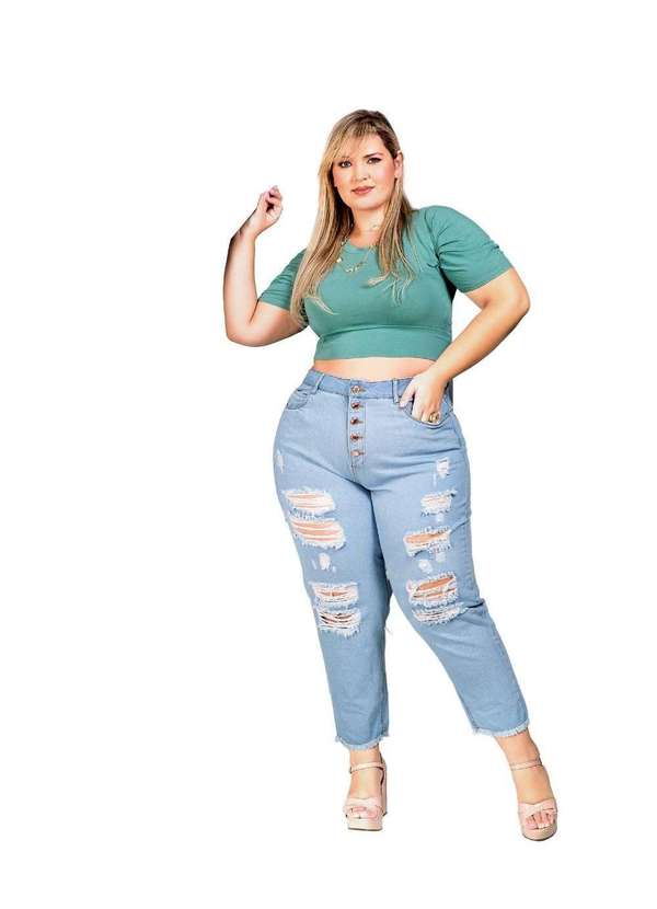Razon Jeans - Calça Feminina Jeans Claro Plus Mom Razon Jeans - Jeans