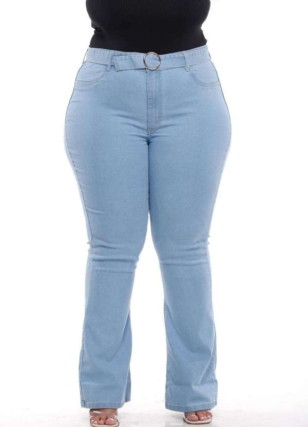 Razon Jeans - Calça Feminina Jeans Lycra Plus Flare com Cinto L2 - Jeans