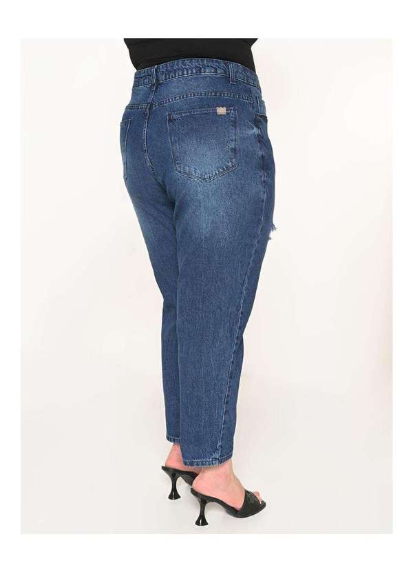 Razon Jeans - Calça Feminina Jeans Plus Mom com Puído - Jeans 4