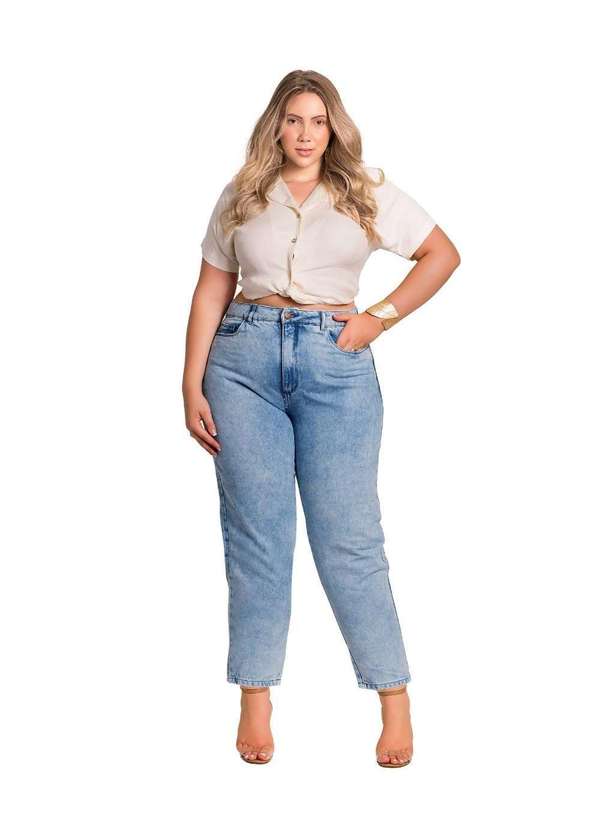 Razon Jeans - Calça Feminina Jeans Plus Mom Five Pockets Razon Jeans - Jeans Claro