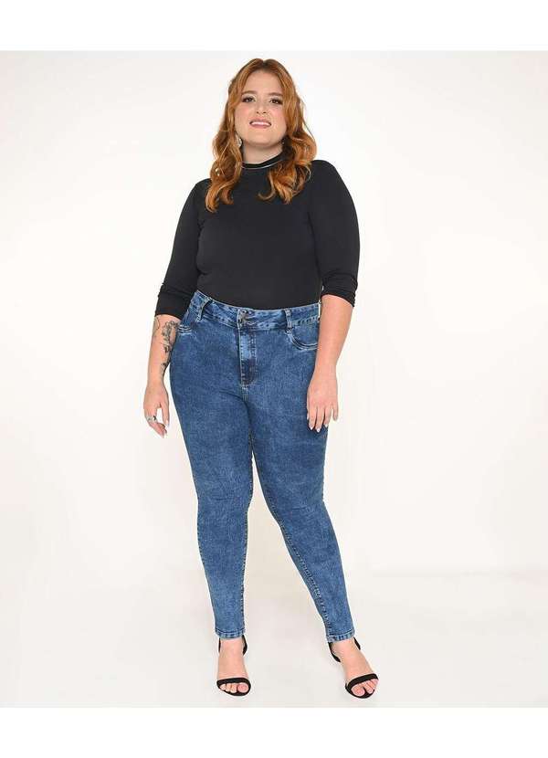 Razon Jeans Calça Feminina Jeans Plus Skinny Pala Coração Cós Largo L3/4  Jeans