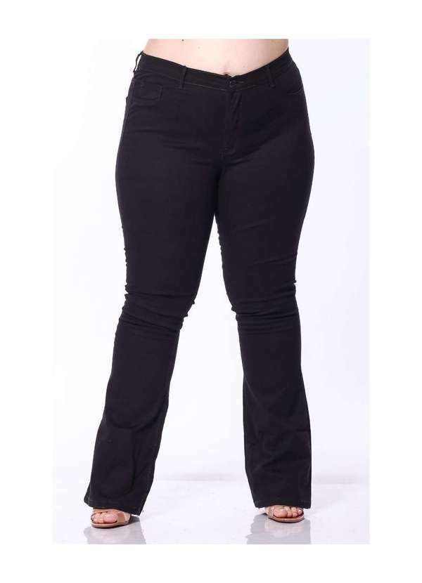 Razon Jeans - Calça Feminina Sarja Lycra Plus Flare Preto - Preto 2