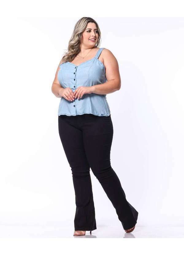 Razon Jeans - Calça Feminina Sarja Lycra Plus Flare Preto - Preto 3